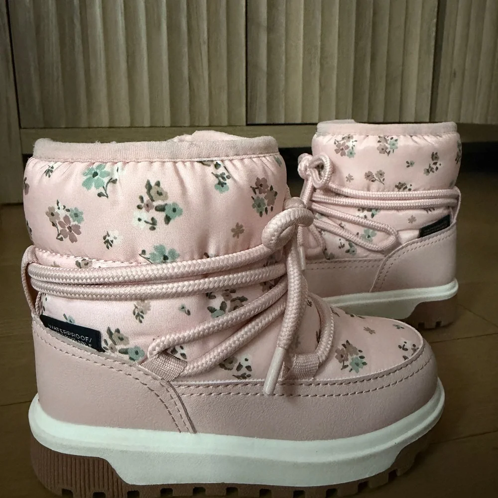 H&M Pink Floral Kids Winter Boots
